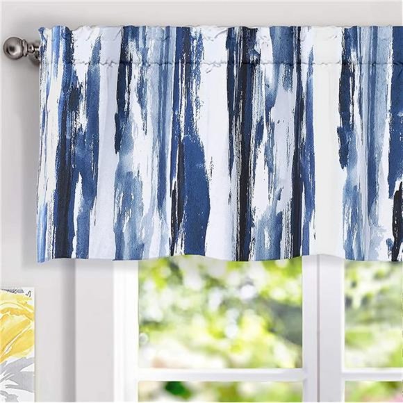 Paint Brush Watercolor Stripe Pattern Thermal Insulated Blackout Window Curtain - Picture 1 of 4